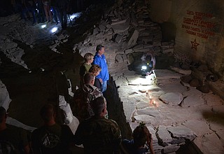 Sergei Ivanov met with participants in Adzhimushkai search expedition and toured Adzhimushkai stone quarries.
