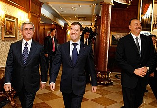 With President of Azerbaijan Ilham Aliyev (right) and President of Armenia Serzh Sargsyan.
