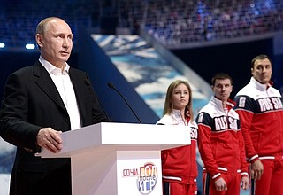 Speaking at the gala ice show One Year After the Games to celebrate a year since the opening of the XXII Olympic Winter Games in Sochi.
