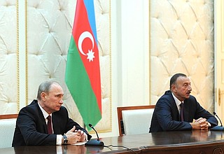 Заявления для прессы по итогам российско-азербайджанских переговоров. С Президентом Азербайджана Ильхамом Алиевым.