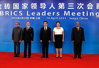 BRICS summit participants: Prime Minister of India Manmohan Singh, President of Russia Dmitry Medvedev, President of China Hu Jintao, President of Brazil Dilma Rousseff, President of South Africa Jacob Zuma.