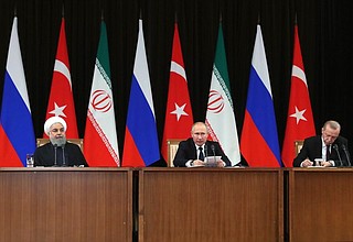 На пресс-конференции по итогам встречи президентов России, Ирана и Турции.