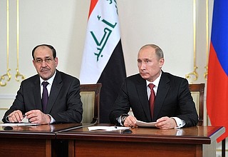 Заявления для прессы по итогам российско-иракских переговоров. С Премьер-министром Ирака Нури аль-Малики.