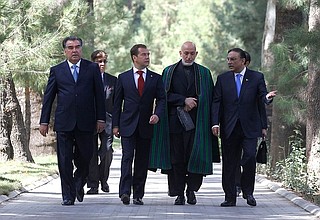 President of Tajikistan Emomali Rahmon, President of Russia Dmitry Medvedev, President of Afghanistan Hamid Karzai, and President of Pakistan Asif Ali Zardari.
