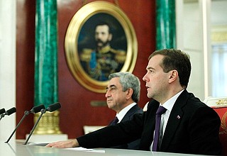 Совместная пресс-конференция с Президентом Армении Сержем Саргсяном.