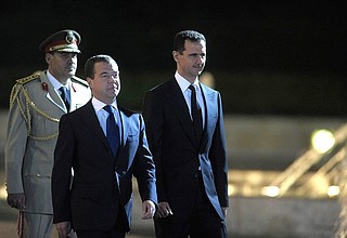 Welcoming ceremony. With President of Syria Bashar al-Assad.