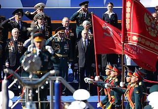 Military parade celebrating the 68th anniversary of Victory in the Great Patriotic War.