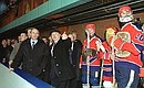 President Vladimir Putin visiting the Sozvezdiye ice skating rink.