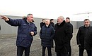 Visiting the construction site of a command centre for Angara booster vehicle launch complex. With President of the Republic of Belarus Alexander Lukashenko, General Director of Roscosmos State Corporation Dmitry Rogozin and Deputy Prime Minister – Presidential Plenipotentiary Envoy to the Far Eastern Federal District Yury Trutnev.