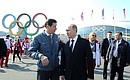 С президентом Олимпийского комитета России Александром Жуковым во время посещения Олимпийского парка.