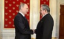 Before the parade, at the Armorial Hall of the Kremlin, Vladimir Putin greeted the leaders of foreign states and major international organisations who have come to Moscow to take part in the celebrations. with President of the Council of State and the Council of Ministers of Cuba Raul Castro