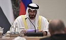 Crown Prince of Abu Dhabi and Deputy Supreme Commander of the UAE Armed Forces Mohammed bin Zayed Al Nahyan at the Russian-UAE talks.
