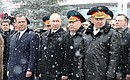 С Председателем Правительства Дмитрием Медведевым (слева) и Министром обороны Сергеем Шойгу на церемонии возложения венка к Могиле Неизвестного Солдата.