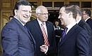 With President of the European Commission Jose Manuel Barroso and President of the European Union Council Vaclav Klaus (centre). 