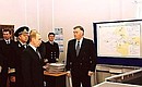 President Putin examining the general plan of the Ust-Luga port.