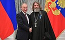 At a presentation of state decorations. Head of the Travelers School (Moscow) Fedor Konyukhov has been awarded the Order of Honour.
