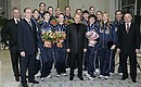 Meeting with the Russian volleyball players who won the World Championships.