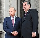 After the meeting of the Collective Security Treaty Organisation Collective Security Council. With President of Tajikistan Emomali Rahmon.