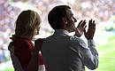 President of Croatia Kolinda Grabar-Kitarovic and President of France Emmanuel Macron at the final match of the 2018 World Cup