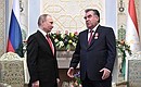 Vladimir Putin presented to President of Tajikistan Emomali Rahmon a Russian Federation state decoration – the Order of Alexander Nevsky.