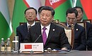 Председатель КНР Си Цзиньпин на заседании Совета глав государств – членов Шанхайской организации сотрудничества в расширенном составе.