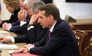 Director of the Foreign Intelligence Service Sergei Naryshkin at a meeting with permanent members of the Security Council.