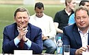 Chief of Staff of the Presidential Executive Office Sergei Ivanov congratulated CSKA Moscow players on winning the Russian Cup. With CSKA Moscow head coach Leonid Slutsky.