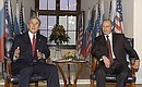 During talks with U.S. President George W. Bush.