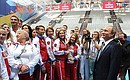 Встреча с членами сборной команды России, участвующими в чемпионате мира по водным видам спорта.