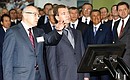 Launch ceremony of the first stage of the TANECO oil refining complex. With TANECO CEO Hamza Bagmanov (left). Photo: Maxim Bogovid