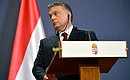 Prime Minister of Hungary Viktor Orban during press conference following Russian-Hungarian talks.