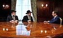 With Chief Rabbi of Russia Berl Lazar and President of the Federation of Jewish Communities of Russia Alexander Boroda (left).