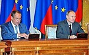 With Foreign Minister Sergei Lavrov at the working session of the Russia-EU summit.