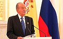 Король Испании Хуан Карлос I на церемонии вручения Государственной премии Российской Федерации за выдающиеся достижения в области гуманитарной деятельности 2010 года.