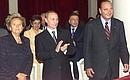 President Putin with French President Jacques Chirac and Mrs Bernadette Chirac at a concert by the St Petersburg Philharmonic Orchestra, led by Yury Temirkanov. St Petersburg Philharmonic, Grand Hall.