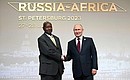 Before the Gala reception for participants in the second Russia–Africa Summit. With President of Uganda Yoweri Kaguta Museveni. Photo: Pavel Bednyakov, RIA Novosti