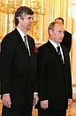 На церемонии вручения верительных грамот послами иностранных государств с послом Французской Республики в России Станисласом де Лабуле.