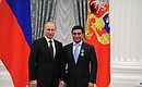Presenting Russian Federation state decorations. The Order of Friendship is awarded to Chairman of the Board of Directors of the Kievskaya Ploshchad company God Nisanov.
