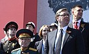 Президент Сербии Александр Вучич на военном параде в ознаменование 75-й годовщины Победы в Великой Отечественной войне.