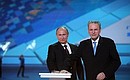 Countdown to start of first Winter Olympic Games in Russian history launched at Olympic Ice Palace. Vladimir Putin and International Olympic Committee President Jacques Rogge pressed symbolic button launching countdown to the start of the 2014 Olympics.