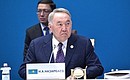 Первый Президент Республики Казахстан Нурсултан Назарбаев. На заседании Высшего Евразийского экономического совета в расширенном составе.