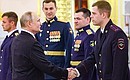 After the reception in the St George Hall, the President spoke with graduates of the military educational institutions. Photo: Yegor Aleyev, TASS