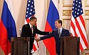 Совместная пресс-конференция с Президентом США Бараком Обамой после подписания российско-американского Договора о сокращении и ограничении СНВ.
