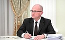Meeting with State Duma party faction leaders. First Deputy Chief of Staff of the Presidential Executive Office Sergei Kiriyenko.