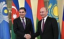 Before the informal CIS summit. With President of Turkmenistan Gurbanguly Berdimuhamedov.