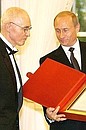 President Putin presenting the Global Energy Prize to Nick Holonyak.