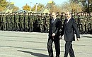 President Putin with Kyrgyz President Askar Akayev during the inauguration ceremony at the Russian airbase.