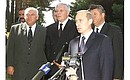 President Vladimir Putin addressing journalists following his meeting with regional leaders of the Southern Federal District.