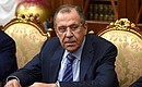 Министр иностранных дел Сергей Лавров на совещании об итогах расследования причин крушения российского самолёта на Синае.