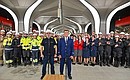 Открытие инфраструктурных объектов Москвы. Запущено пассажирское движение на первом участке новой, Рублёво-Архангельской линии метро. Фото: пресс-служба мэра и Правительства Москвы